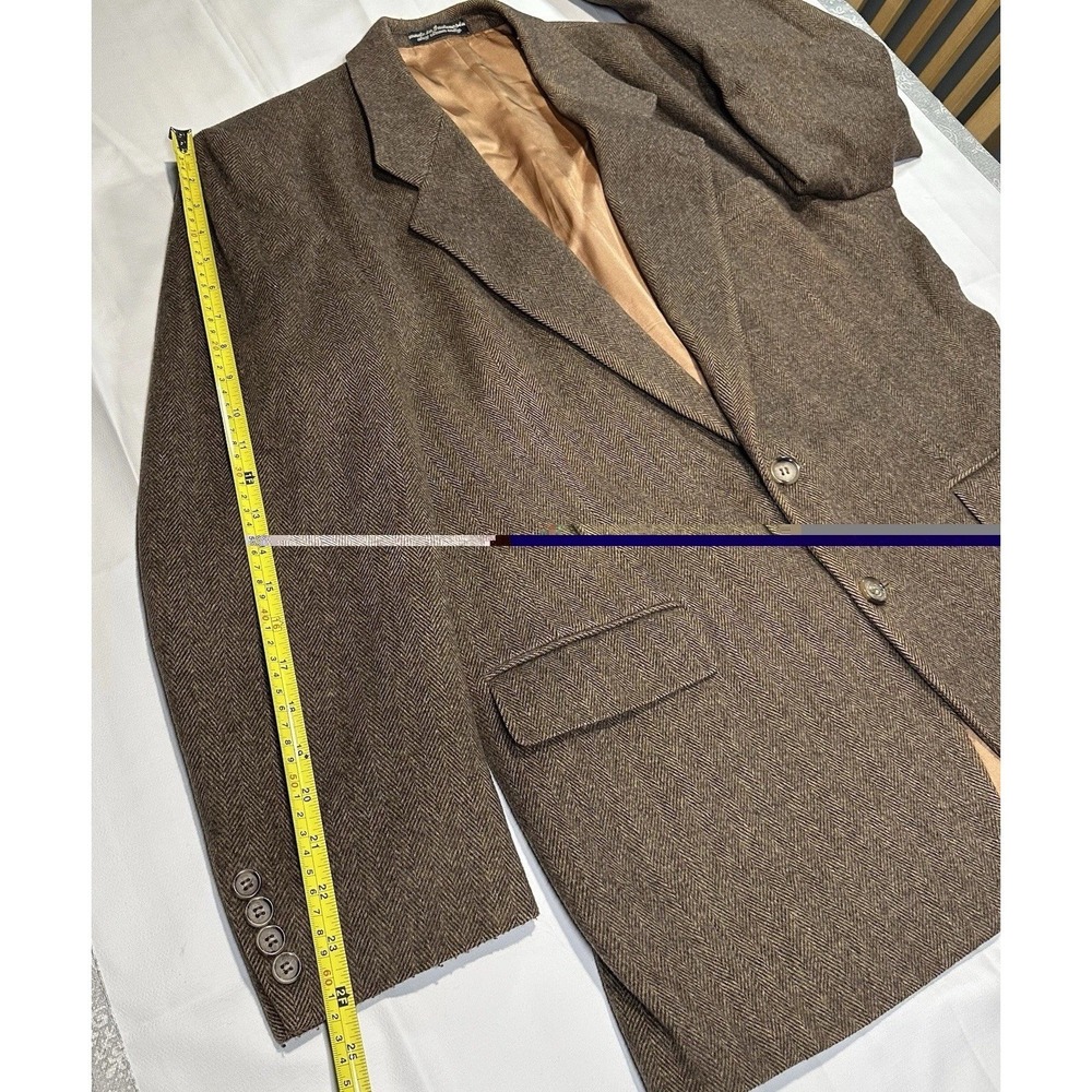 Van Jullen Brown CAMEL HAIR HERRINGBONE Sport Coat Blazer Jacket 40R Vintage - Picture 6 of 13